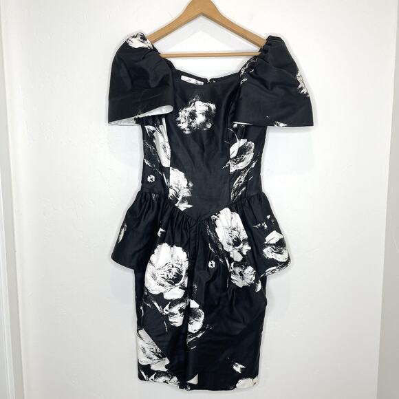 Vintage Evenings By Raul Blaco 80’s Dress Womens 8 Black & White Poof Sleeve - Picture 1 of 10